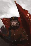 anime flag gun hammer_and_sickle kalashnikov moscow red_flag rifle soldier soviet_union uniform ushanka weapon // 1200x1800 // 1.1MB