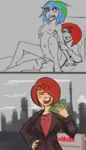 anime black_eyes blush dildo earth_chan exxon_mobil lewd money nude oil red_hair sex sex_toy strap_on tears vaginal_penetration yuri // 638x1110 // 544KB