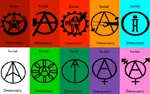 anarcha_feminism anarchism anarcho_communism anarcho_syndicalism capitalism feminism green_anarchism individualism left_communism social_democracy symbol syndicalism transhumanism // 795x498 // 217KB