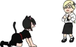 black_hair catgirl character:alunya erika fascism iron_cross meta:highres meta:transparent_background nazi red_eyes site:leftypol site:pol snarl // 3247x2022 // 305KB