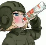 alcohol anime bottle drinking girls_und_panzer helmet katyusha meta:animated meta:gif tank_helmet vodka // 255x249 // 202KB