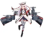 anime cannon cruiser hammer_and_sickle kirov_class_cruiser mecha_musume meta:absurdres meta:highres red_eyes red_star ship soviet_navy torpedo weapon white_hair // 4096x3657 // 930KB