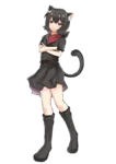 black_hair catgirl character:alunya crossed_arms meta:highres meta:transparent_background red_eyes scarf site:leftypol // 2480x3508 // 1.1MB