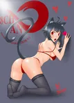 ass bikini black_hair catgirl character:alunya condom heart lewd meta:edit red_eyes site:b site:leftypol stocking swim_suit // 1428x2000 // 1.2MB