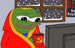 apustaja comfy computer das_kapital drink frog hammer_and_sickle karl_marx marxism reaction_image snow // 1082x695 // 405KB