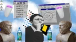 bottle bust guy_debord japanese_text laborwave situationism vaporwave // 1920x1080 // 1.7MB