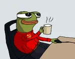 coffee comfy computer drink frog hammer_and_sickle mug pepe // 957x751 // 39KB