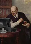 art book computer cup desk meta:edit meta:painting reaction_image soviet_union spoon tea vladimir_lenin // 372x527 // 54KB