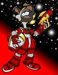 anthro canine cosmonaut dog furry gun hammer_and_sickle laika raygun red_star soviet_union space star weapon // 552x720 // 265KB