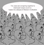 antisemitism brainwashing civilization collapse conspiracy fascism jew nazi npc racism swastika tattoo west wojak // 640x650 // 334KB