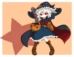 anime chibi female halloween hammer_and_sickle hat mage ppsh-41 pumpkin red_eyes red_star star stick_grenade submachine_gun weapon white_hair witch witch_hat // 1296x1004 // 553KB