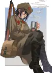 anime chainsaw_man hammer_and_sickle marijuana mosin-nagant podstakannik_(metal-cup) red_army red_star Reze sexy smoking soviet_union uniform // 1448x2048 // 242KB