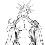 1:1_aspect_ratio artist:fleatrollus breasts female hammer hammer_and_sickle lewd shirt_up sickle statue statue_of_liberty tool united_states // 800x800 // 233KB