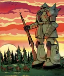 artist:flickthethief bolshevik cavalry gun gundam horse machine_gun mecha mosin-nagant red_star rider rifle robot soviet_union star sunset tachanka weapon // 676x800 // 540KB