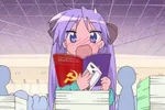 anime book communist_manifesto hiiragi_kagami lucky_star marxism meta:lowres reading // 500x334 // 24KB