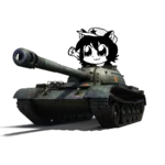 armored_fighting_vehicle catgirl character:alunya hat meta:transparent_background raised_fist tank // 1080x1080 // 533KB