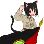 1:1_aspect_ratio albania black_hair catgirl character:alunya enver_hoxha flag hoxhaism meta:highres meta:transparent_background raised_fist red_eyes site:leftypol spoiler uniform // 1800x1800 // 348KB