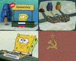 cartoon hammer_and_sickle red_star russia russian_federation soviet_union spongebob star // 800x637 // 696KB