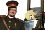 beheading character:grace commissar guillotine meta:transparent_background monarchism peaked_cap penn_jillete trash trash_can trashman // 1298x864 // 1.1MB