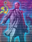 bolshevik hammer_and_sickle laborwave meta:translation_request red_star russia russian_sfsr russian_text soviet_union space star vaporwave vladimir_lenin // 907x1200 // 276KB