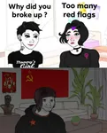 anarcha_feminism anarchism crying doomer feminism flag hammer_and_sickle marxism_leninism meta:highres red_star sad star tankie ushanka wojak // 1983x2462 // 296KB