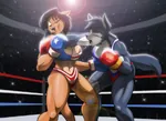 anthro boxing buff canine feline female furry hammer_and_sickle martial_arts soviet_union united_states // 929x676 // 111KB