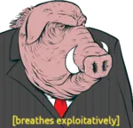 bourgeoisie capitalism exploitation meta:lowres meta:transparent_background pig porky realistic // 426x409 // 177KB