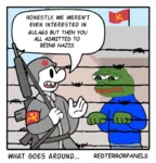 comic fascism gulag gun hammer_and_sickle m-16 meta:edit meta:lowres nazi pepe prison redpanels stonetoss weapon // 460x480 // 146KB