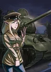 anime armored_fighting_vehicle cannon elf gun hammer_and_sickle machine_gun meta:highres red_star star t-34 tank war weapon world_war_ii // 2480x3508 // 2.7MB