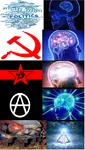 anarchism anarcho_communism circle_a expanding_brain flag hammer_and_sickle // 503x883 // 548KB