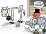 bell bourgeoisie capitalism caricature cattle cow hat milking porky top_hat // 1433x1080 // 1.5MB