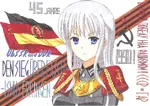 anime female flag german_democratic_republic german_text red_flag uniform // 2520x1777 // 1.1MB