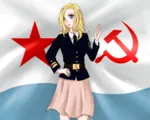 anime blonde_hair blue_eyes hammer_and_sickle red_star soviet_navy soviet_union star uniform // 1250x1000 // 871KB