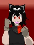 black_hair catgirl character:alunya gloves red_eyes scarf site:leftypol // 532x710 // 101KB