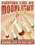 anime poster propaganda raised_fist red_star sailor_moon scepter sickle // 805x1024 // 182KB