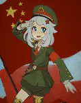 china flag game genshin_impact gun maoism paimon salute uniform video_game weapon white_hair // 1803x2269 // 279KB