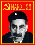 cigar groucho_marx hammer_and_sickle marxism meta:highres poster smoking // 2550x3300 // 1.0MB