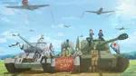 aircraft airplane anime blue_hair english_text female is-2 kv-2 male pink_hair red_army soviet_union t-34-85 tank victory_day world_war_ii // 3950x2201 // 4.1MB