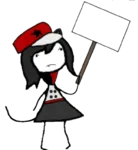 beret black_hair catgirl character:alunya hat meta:transparent_background protest scarf sign star template // 711x774 // 159KB