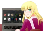 blonde_hair character:grace green_eyes laptop shitpost site:leftypol smug // 1522x1100 // 1.3MB