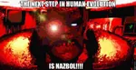 evolution fallout glowing_eyes impact_font national_bolshevism nazbol_gang super_mutant x_gang // 803x414 // 11KB