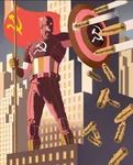 captain_america comic elite hammer_and_sickle imperialism liberalism marvel_comics oppression poster propaganda racism red_star reform shield slavery star superhero // 619x767 // 88KB