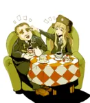 anime cup k-on kotobuki_tsumugi leonid_brezhnev moe_brezhnev soviet_union tea ushanka // 670x767 // 454KB