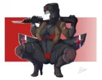 aeromorph aircraft airplane anthro bayonet bikini breasts experimental female fighter firkin gun jet knife lewd living living_machine machine red_eyes red_star soviet_air_forces soviet_union star su-47 submachine_gun sukhoi swim_suit tkb-059 ushanka weapon // 1280x996 // 842KB