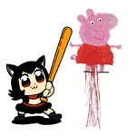 baseball_bat character:alunya peppa_pig pig pinata pop_team_epic smile // 825x825 // 87KB