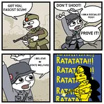 capitalism comic fascism gun hammer_and_sickle nazi ppsh-41 social_democracy soviet_union stonetoss submachine_gun swastika weapon welfare world_war_ii // 960x960 // 445KB