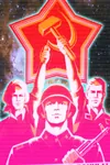 gun hammer_and_sickle helmet kalashnikov laborwave red_army rifle soldier soviet_union uniform vaporwave weapon worker_and_kolkhoz_woman // 800x1200 // 218KB