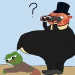 1:1_aspect_ratio apurky apustaja binoculars bourgeoisie capitalism hat pepe porky question_mark top_hat // 1000x1000 // 418KB