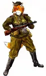 anthro female fox furry gun ppd-38 red_army red_star star submachine_gun vulpine war weapon world_war_ii yellow_eyes // 313x511 // 37KB