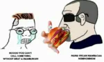 boomer burger chad crying food glasses haha veganism wojak yes_chad zoomer // 847x511 // 419KB